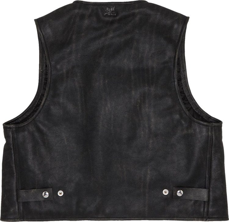 Courreges Ellipse Leather Vest Black