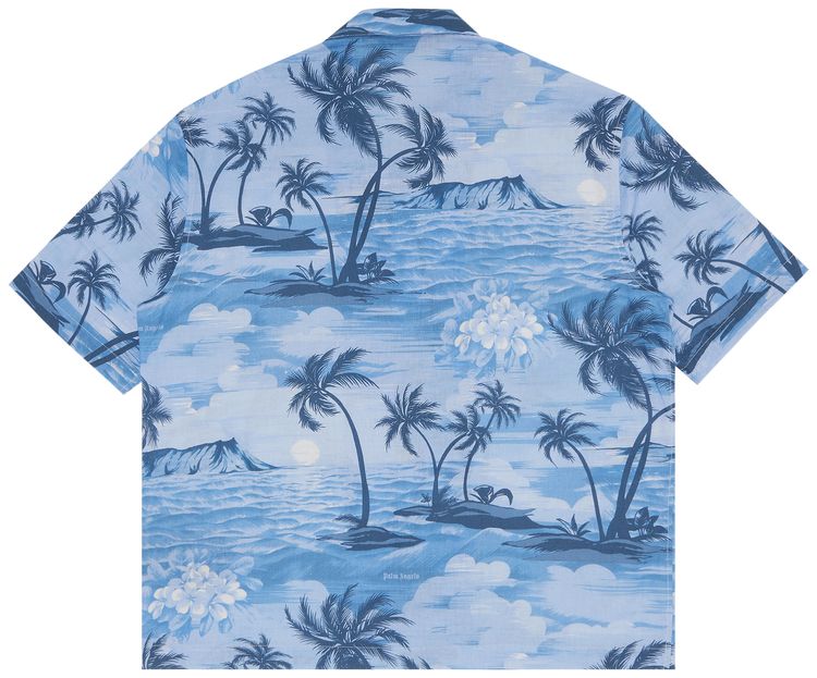 Palm Angels Sunset Bowling Shirt Indigo Blue