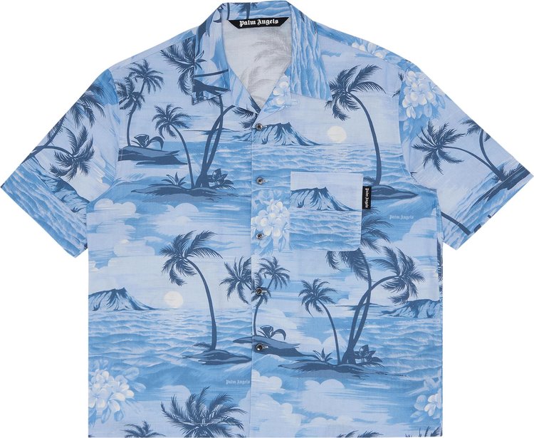 Palm Angels Sunset Bowling Shirt 'Indigo Blue'