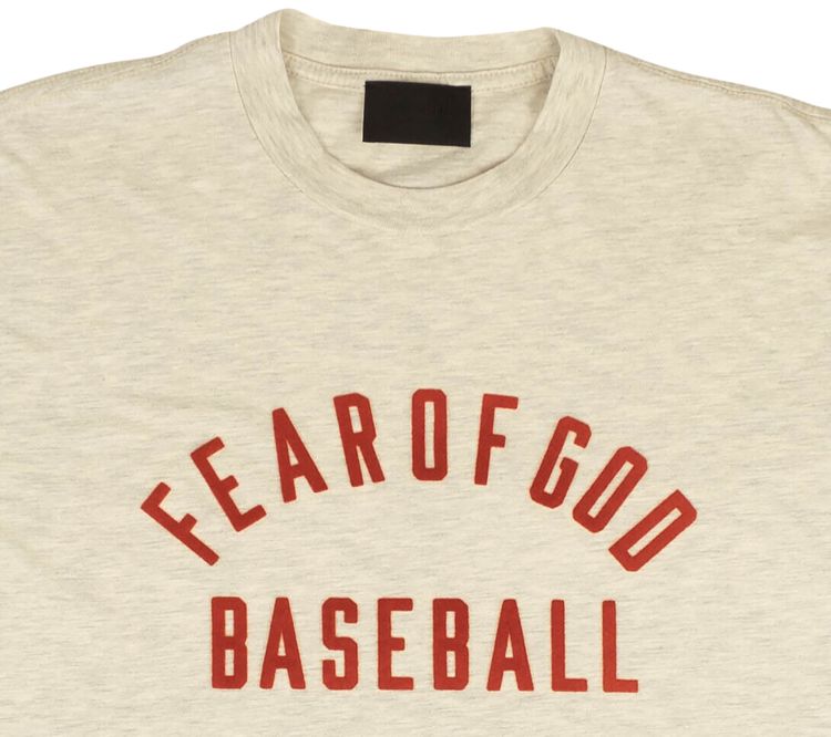 Fear of God Logo Short Sleeve Baseball T Shirt Cream