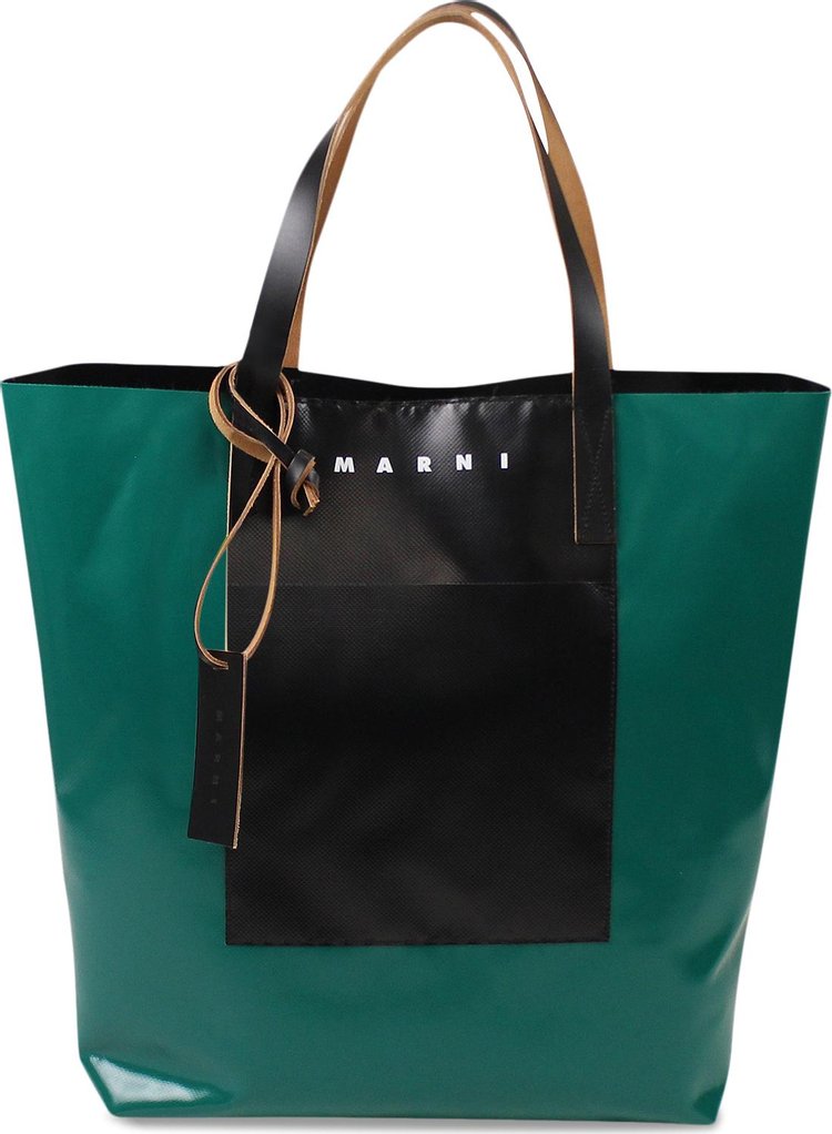 Marni Two Tone Tote Bag GreenBlack