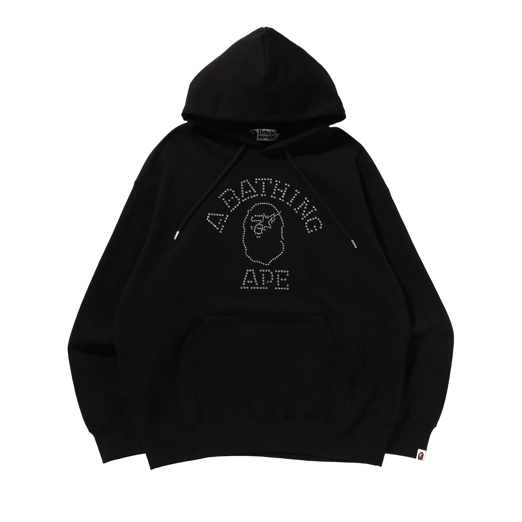 BAPE Black Rhinestone College Hoodie A Bathing Ape