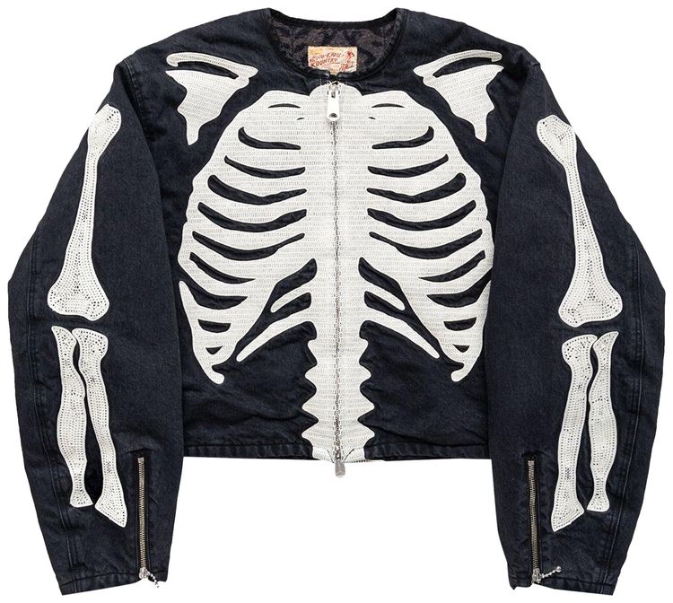 Kapital Bone Denim Motocross Jacket Black