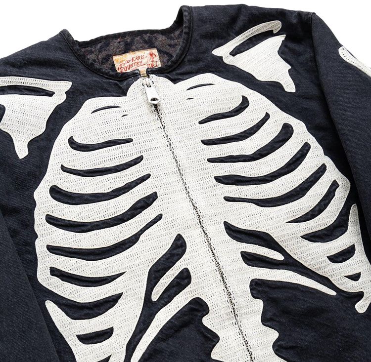 Kapital Bone Denim Motocross Jacket Black