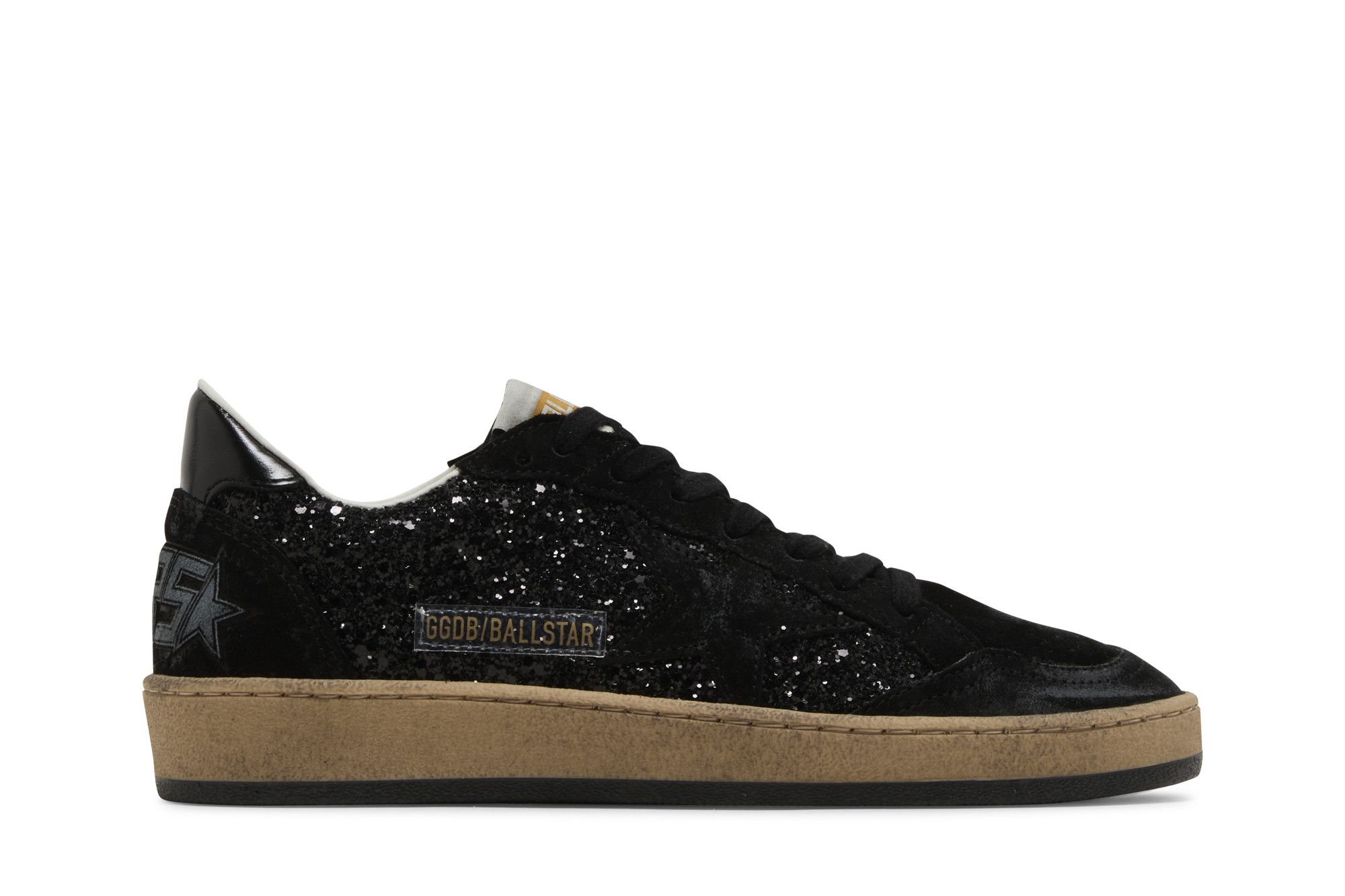 シューズ・サンダルその他 Golden  Ball Star sneakers black in suede and glitter Ball Star in suede with black Swarovski crystals and black