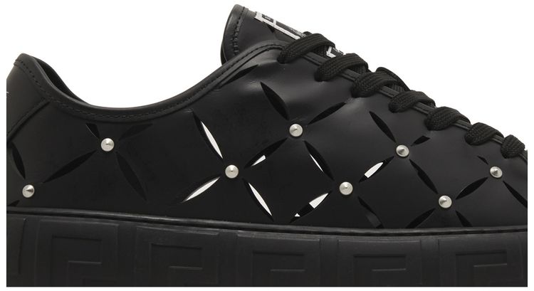 Versace Greca Sneaker Cut Out Stud   Black