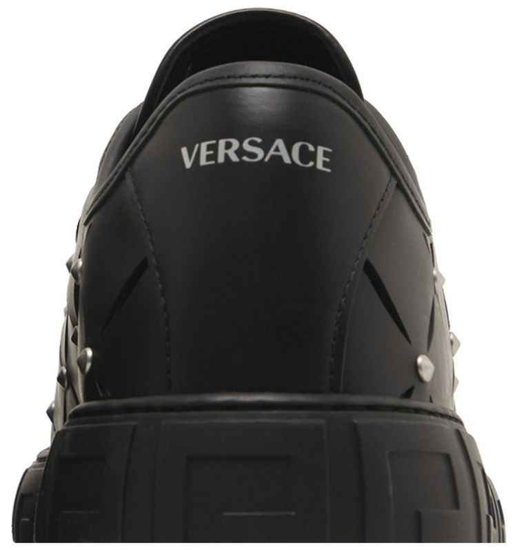 Versace Greca Sneaker Cut Out Stud   Black