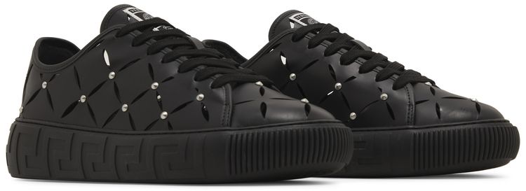 Versace Greca Sneaker Cut Out Stud   Black