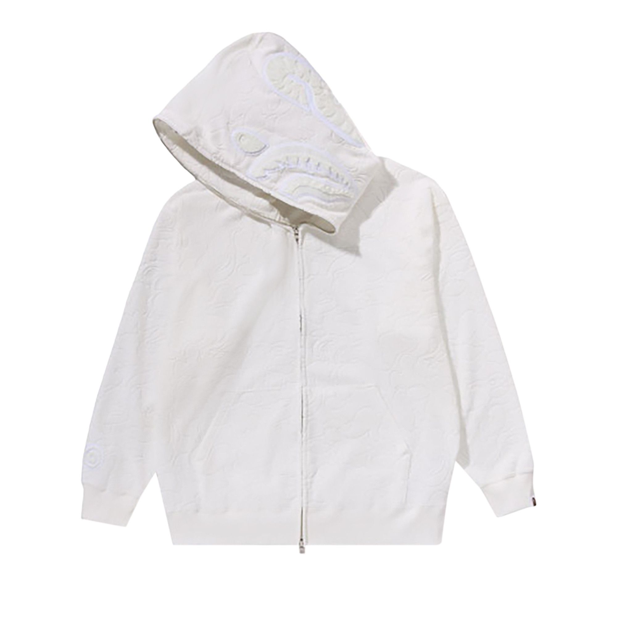 Size s BAPE Line Camo Terry Towel Shark Zip Hoodie White