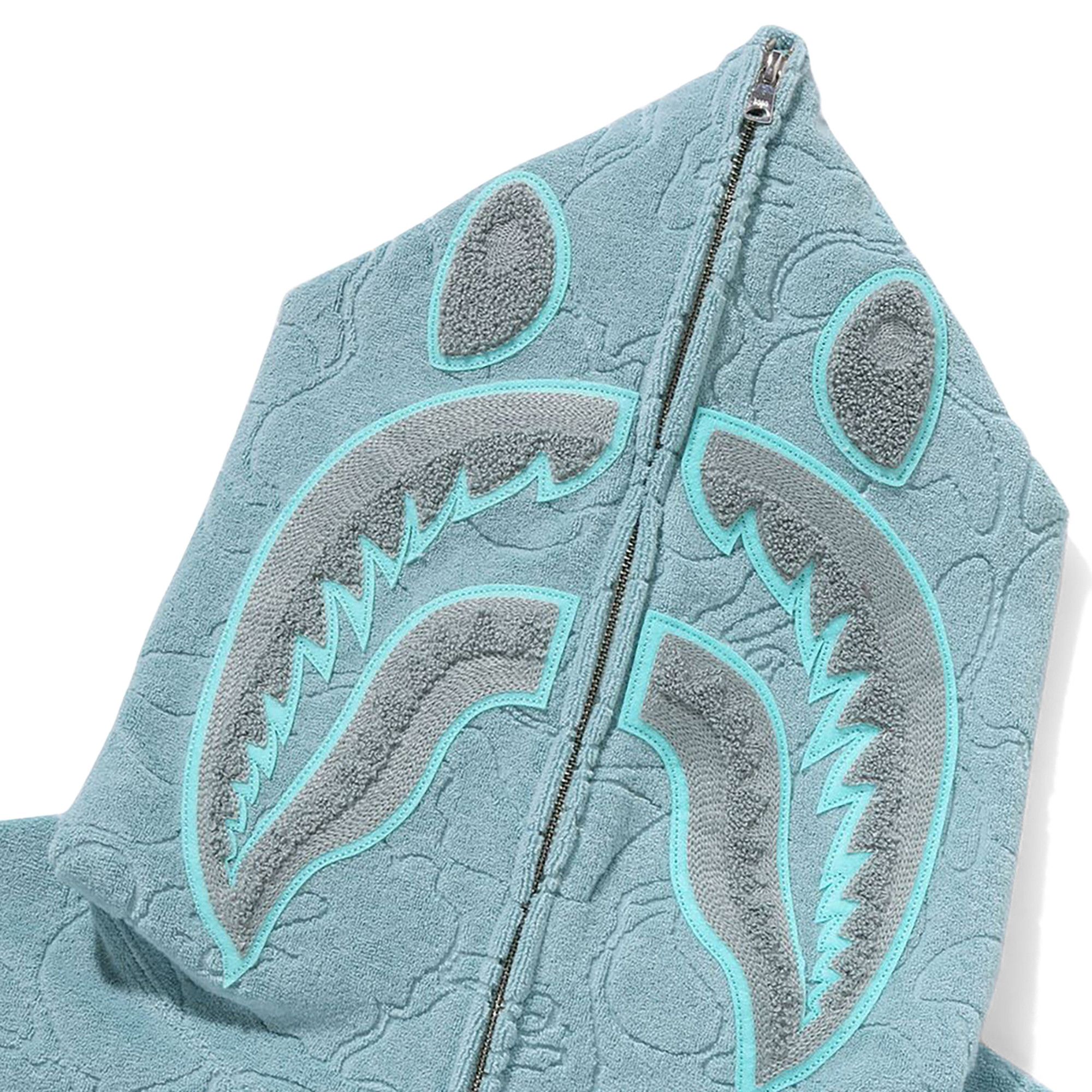 Buy BAPE Line Camo Terry Towel Shark Zip Hoodie 'Sax' - 1K30