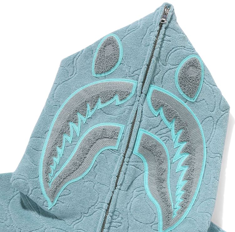 BAPE Line Camo Terry Towel Shark Zip Hoodie Sax