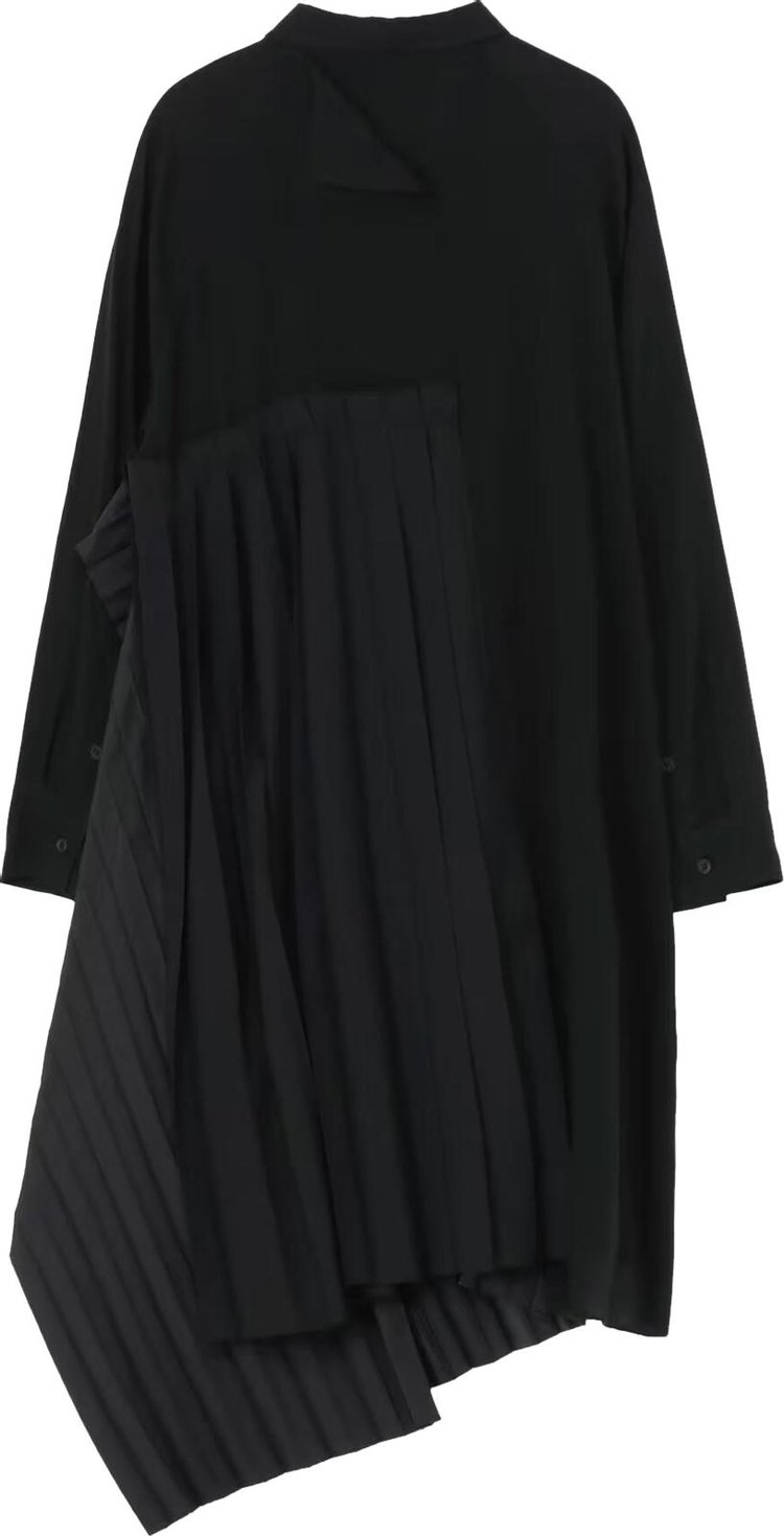 Yohji Yamamoto Cellulose Lawn U Long Blouse With Pleats Black