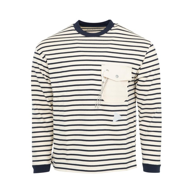 And Wander 73 Stripe Pocket Long-Sleeve Tee 'Off White'