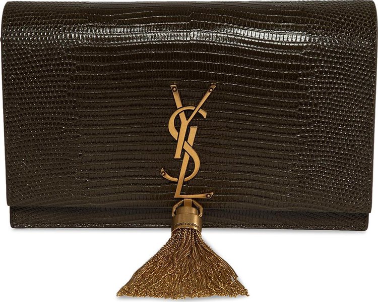 Saint Laurent Kate Tassel Chain Wallet Dark Sea Weed