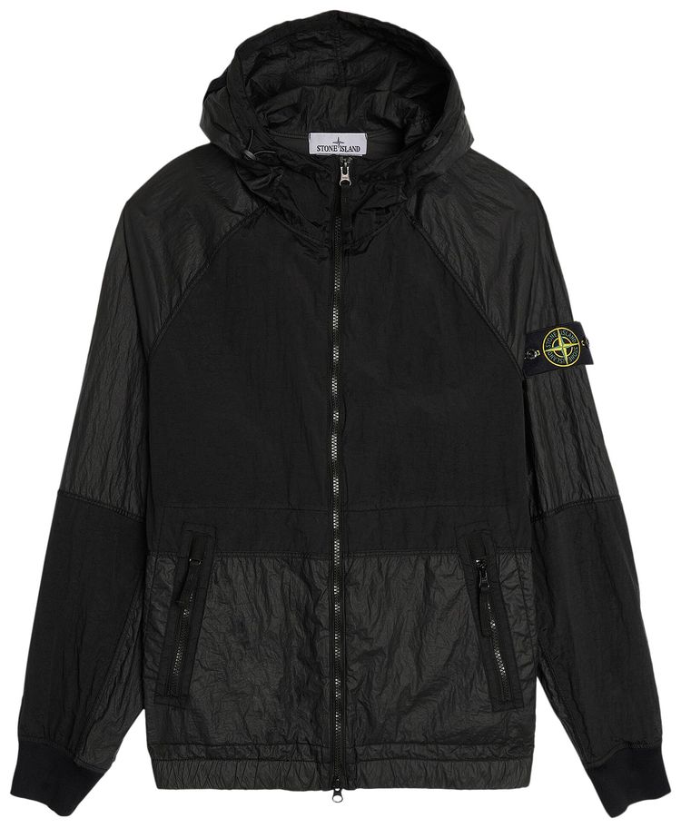 Stone Island Slim Fit Panelled Hooded Jacket Black