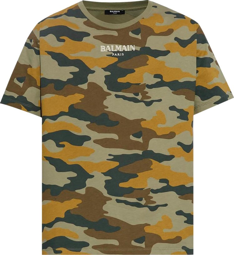 Balmain Camouflage Print T-Shirt 'Multicolor/Khaki'