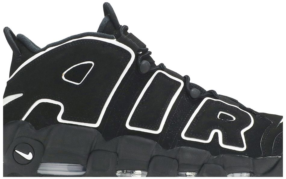uptempo black and white on feet