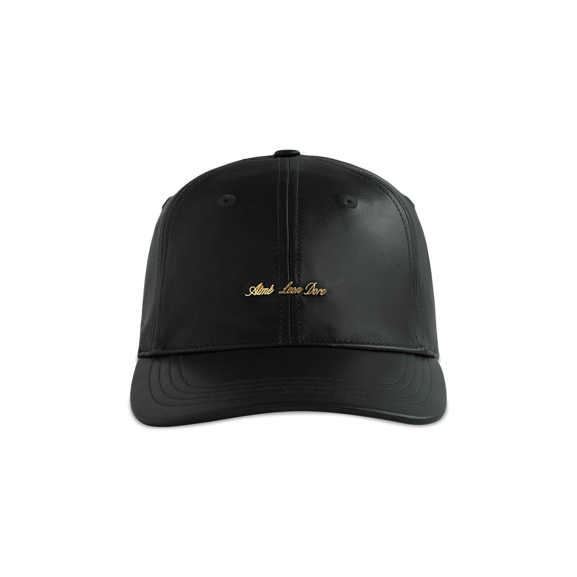 Buy Aimé Leon Dore Brass Logo Leather Hat 'Jet Black