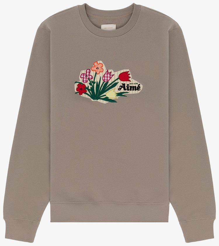 Aime Leon Dore Floral Applique Crewneck Sweatshirt Laurel Oak