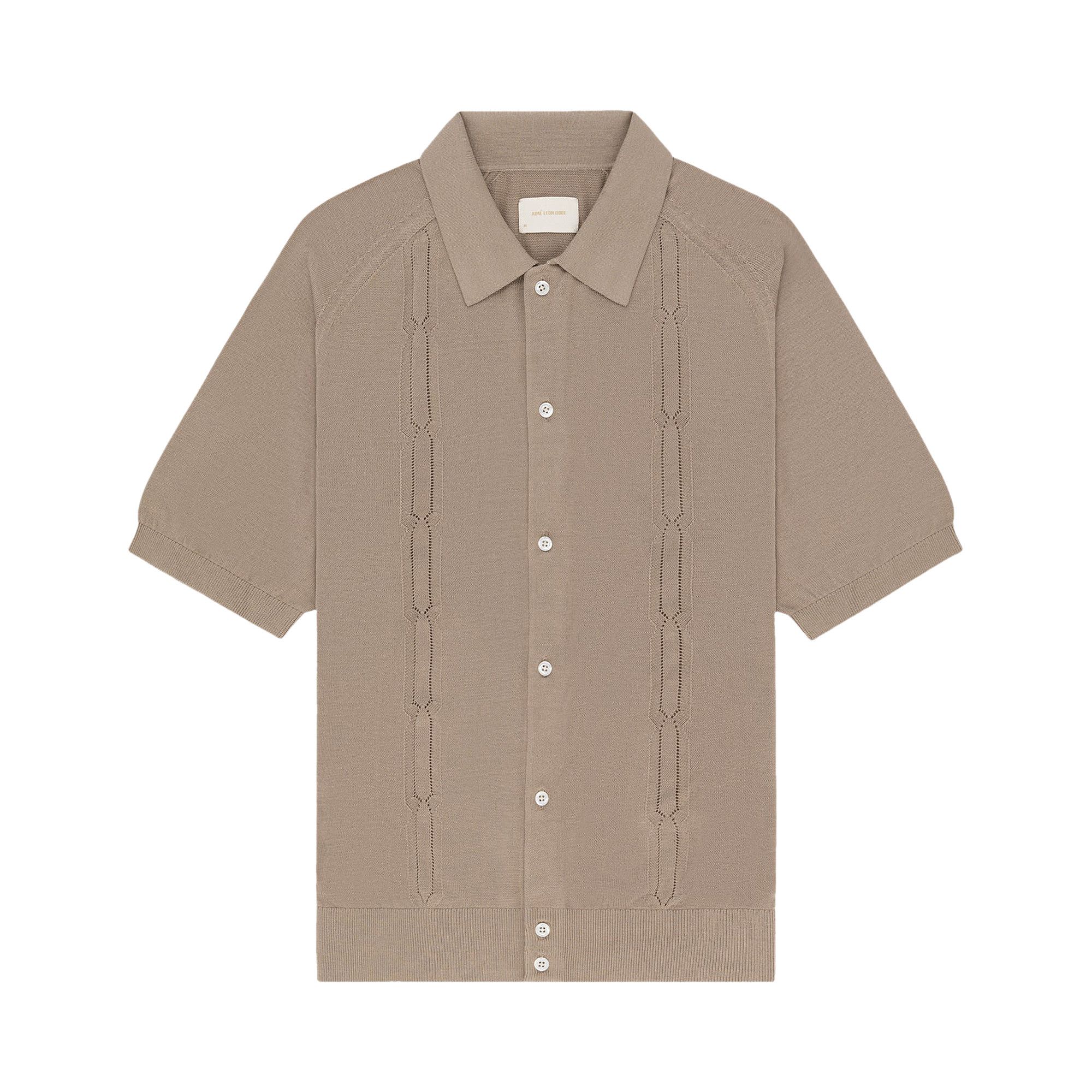 Buy Aimé Leon Dore Pointelle Cardigan Polo 'Pale Khaki