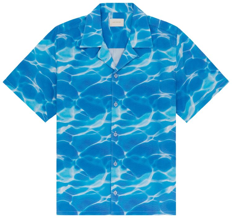 Aime Leon Dore Aqua Print Seersucker Shirt Blue