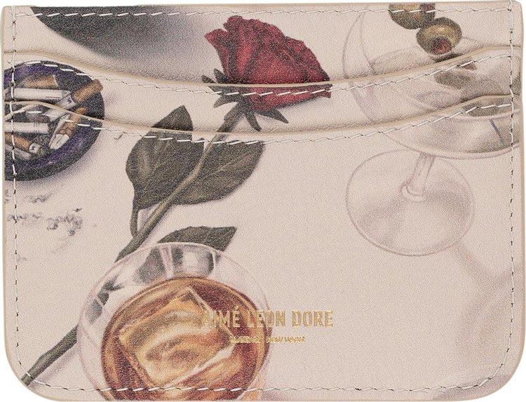 Aimé Leon Dore Printed Leather Cardholder 'Dinner Scene'