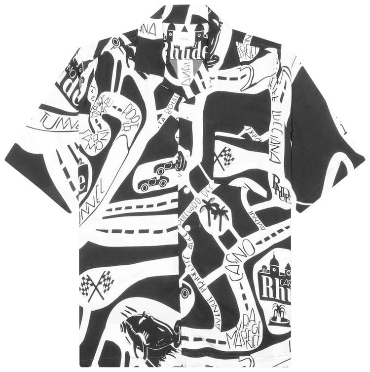 Rhude Strada Silk Shirt BlackWhite