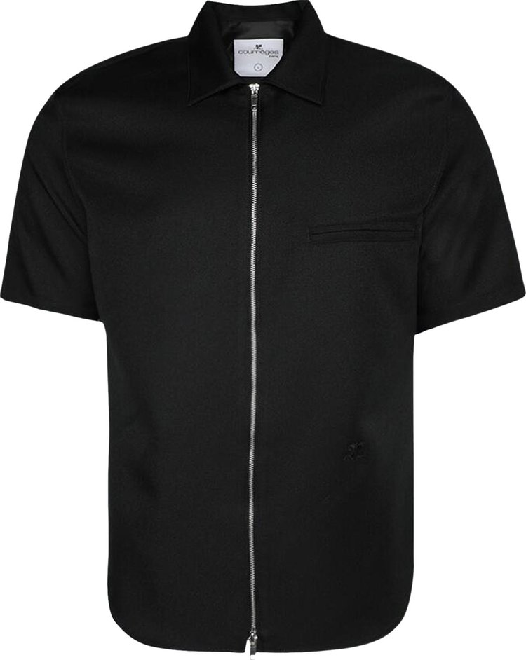 Courrèges Zipped Light Twill Shot-Sleeve Shirt 'Black'