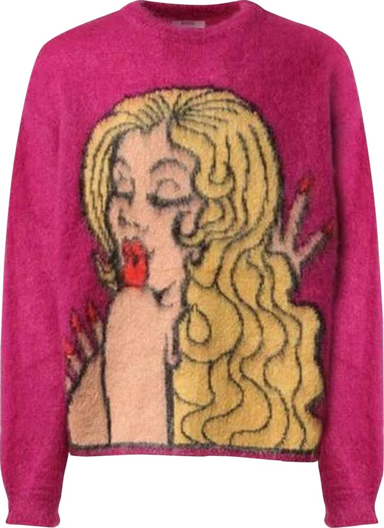 ERL Kiss Intarsia Sweater Fuchsia