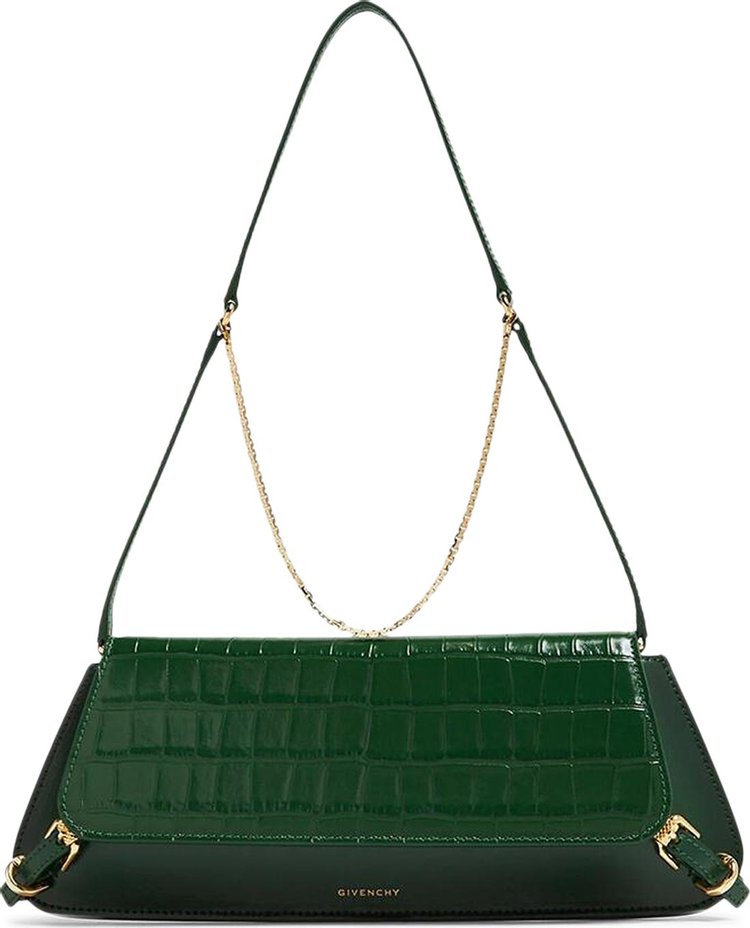 Givenchy Croc Embossed Shoulder Bag Emerald Green