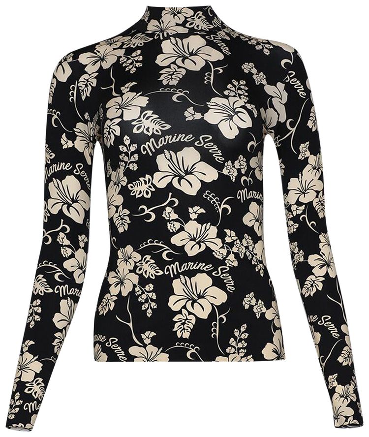 Marine Serre Recycled Jersey High Neck Second Skin Black