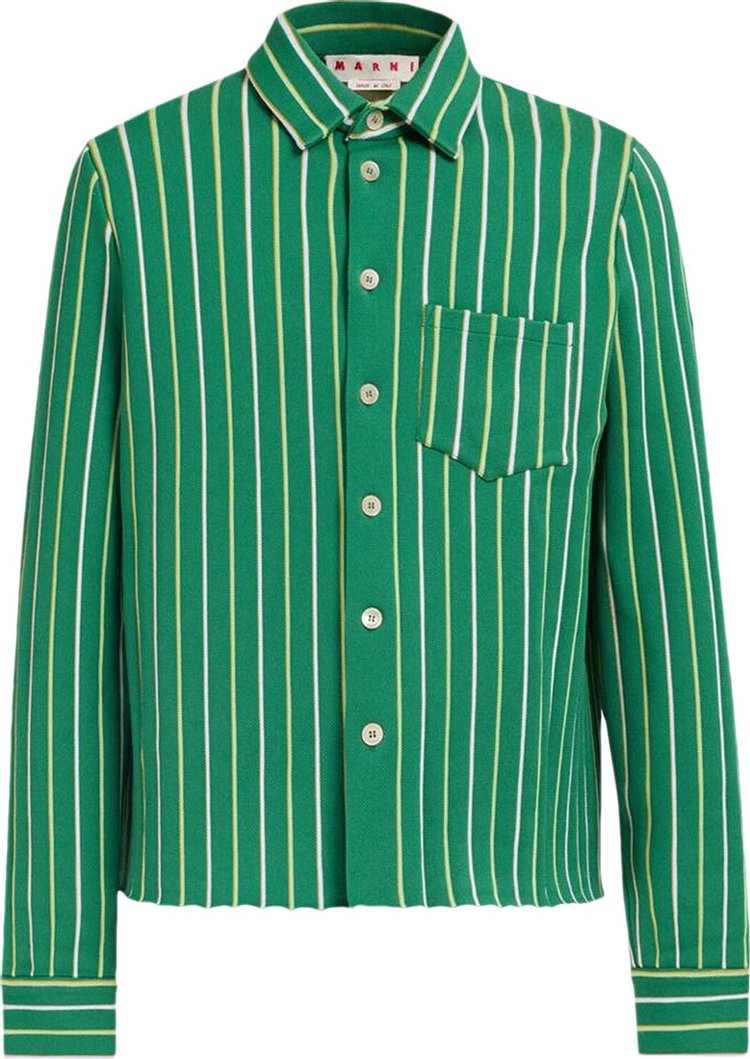 Marni Intarsia Vertical Stripe Knit Shirt 'Green'