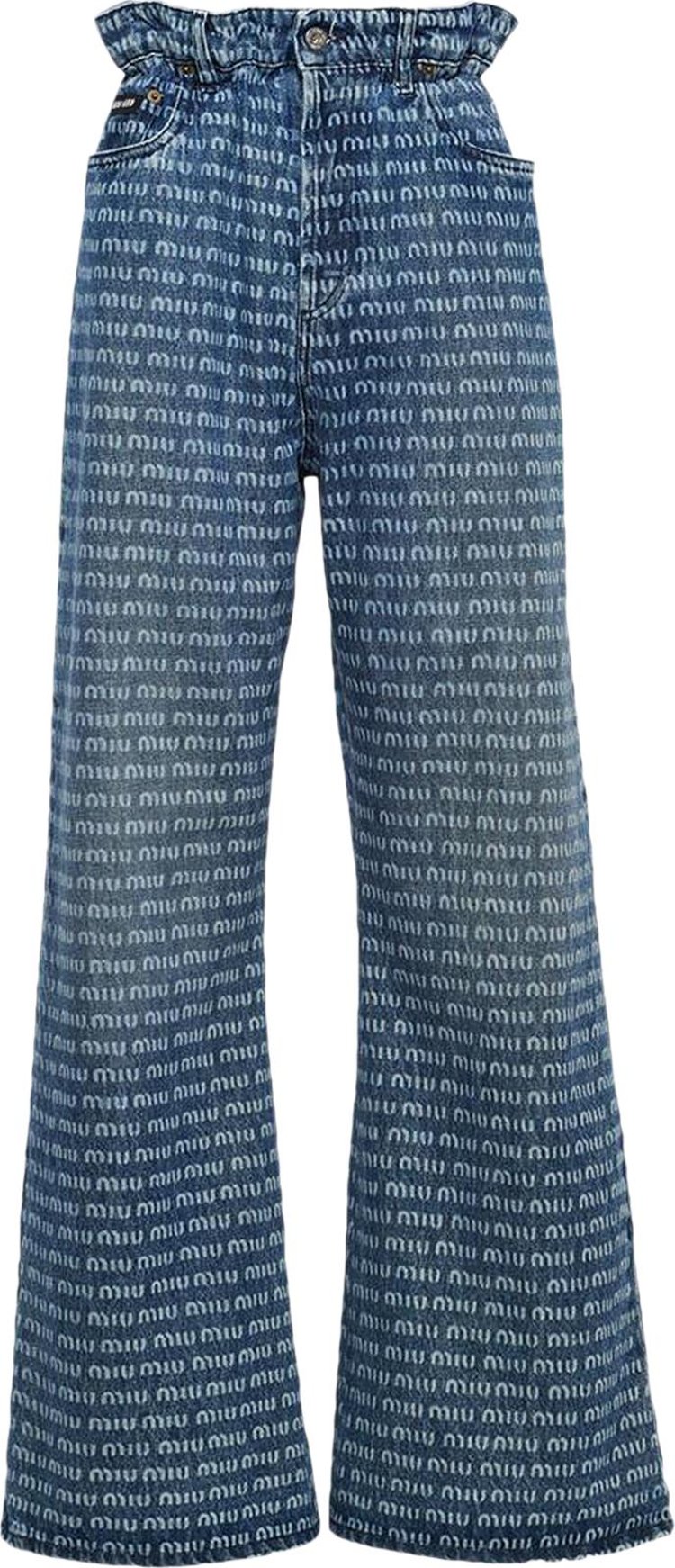 Miu Miu Denim Logo Pants 'Azzurro'