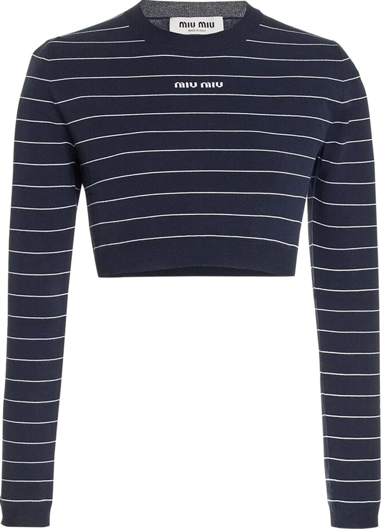 Miu Miu Cropped Long Sleeve BlueWhite