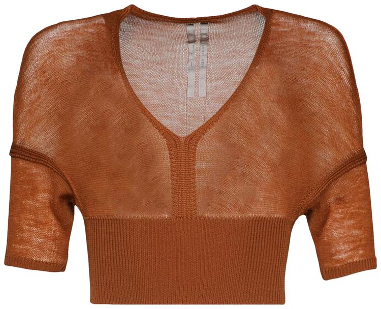 Rick Owens Maglia Short Sleeve V Top Clay