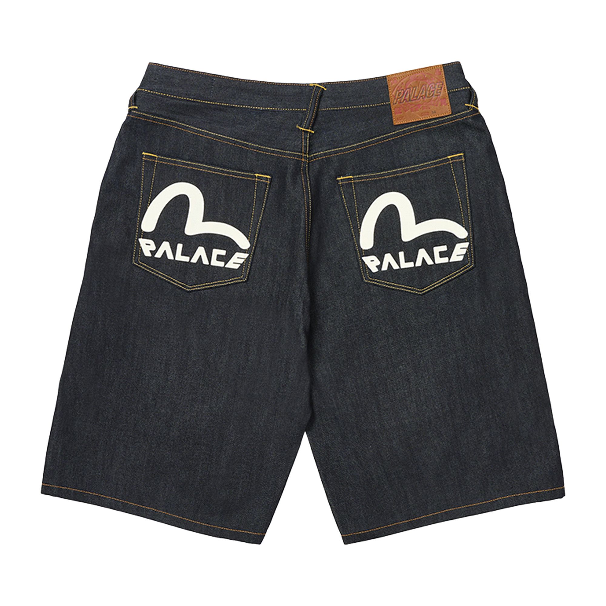 EVISU YAMANE 大黒 denim shorts White Paint Buy Palace x Evisu Long Denim Short 'Raw' - P26EVSST002 | GOAT