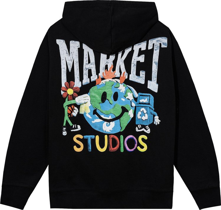 Market Smiley Studios Hoodie Washed Black