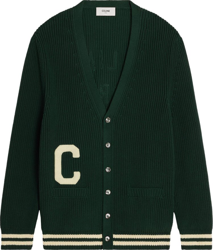 CELINE College Cardigan 'Forest'