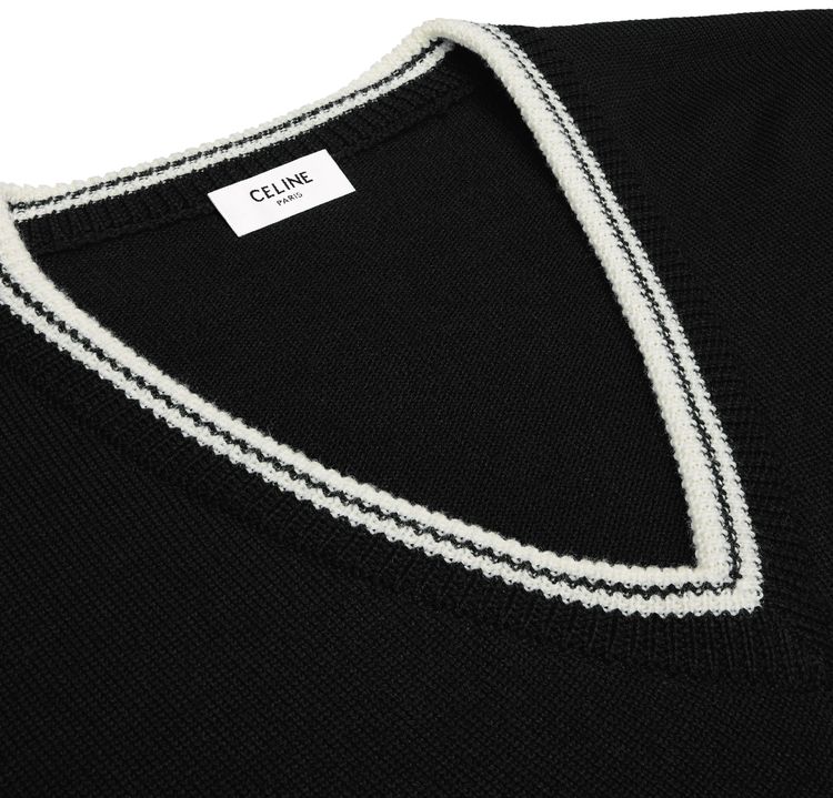 CELINE Triomphe V Neck Sweater Black