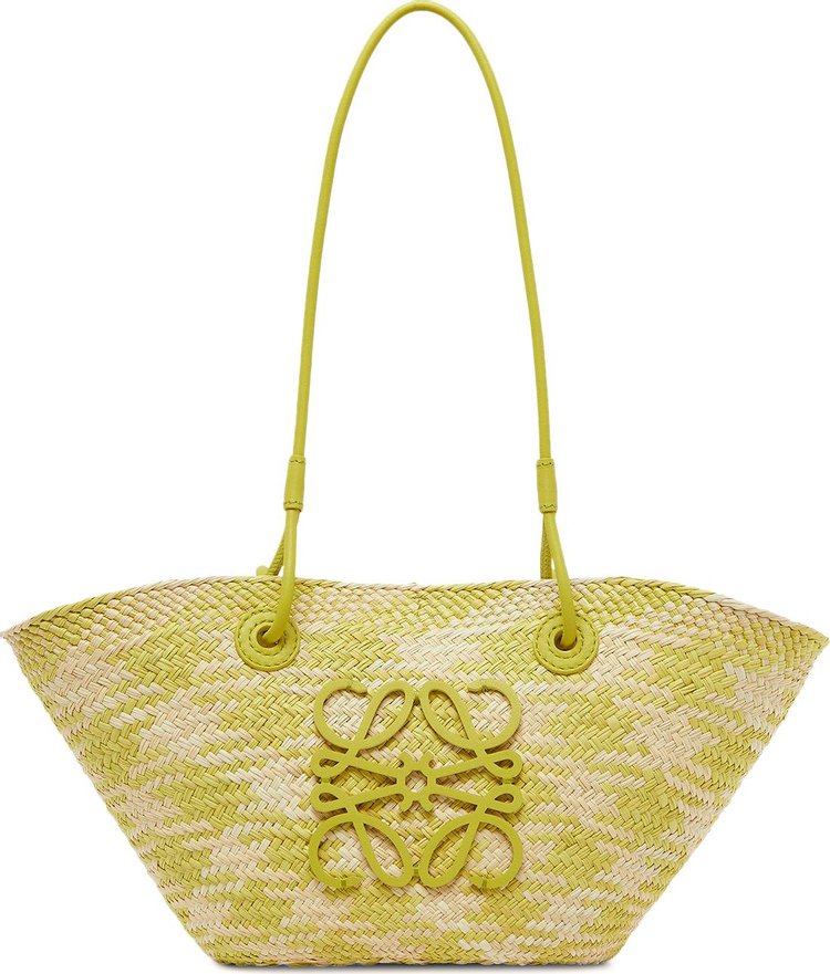 Loewe Paula's Ibiza Anagram Basket Small Bag 'Natural/Lime Green'