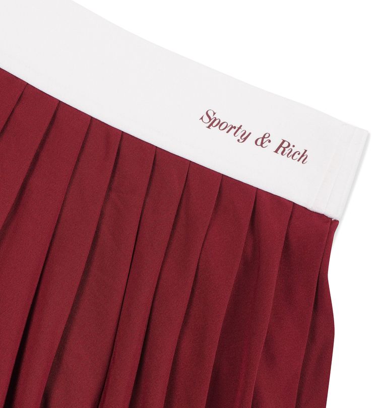 Sporty  Rich Classic Logo Pleated Skirt Merlot