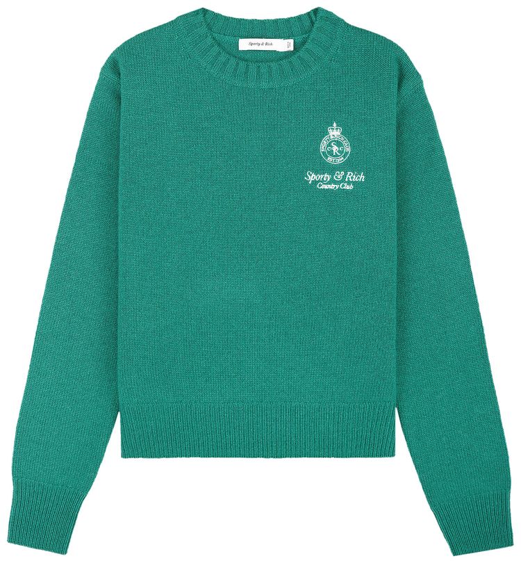 Sporty  Rich Crown Cashmere Crewneck Green