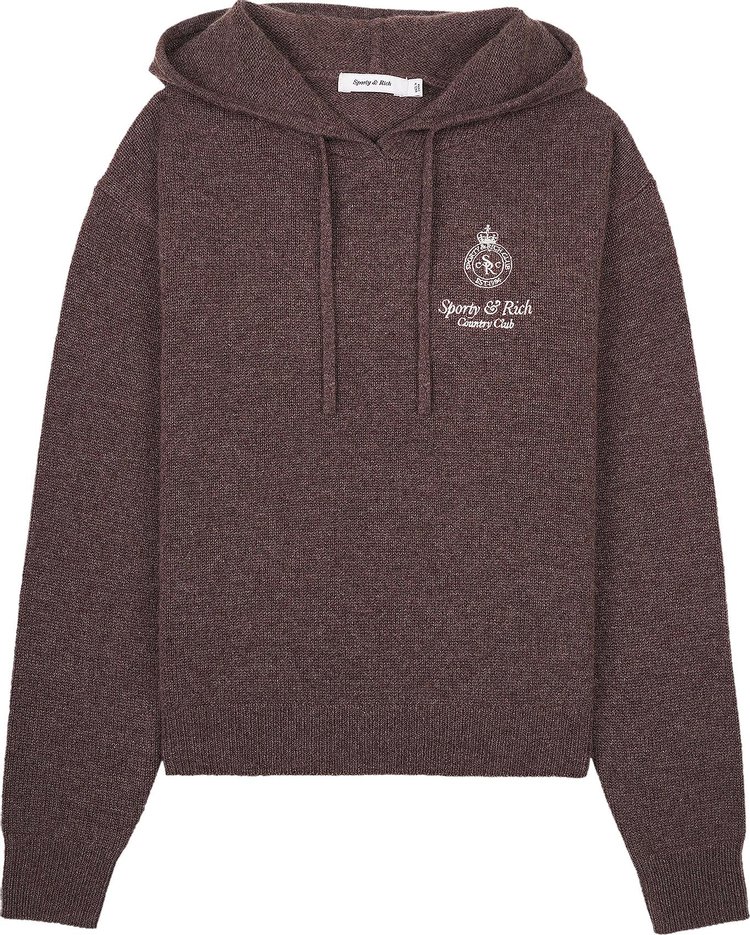 Sporty  Rich Crown Cashmere Hoodie Brown