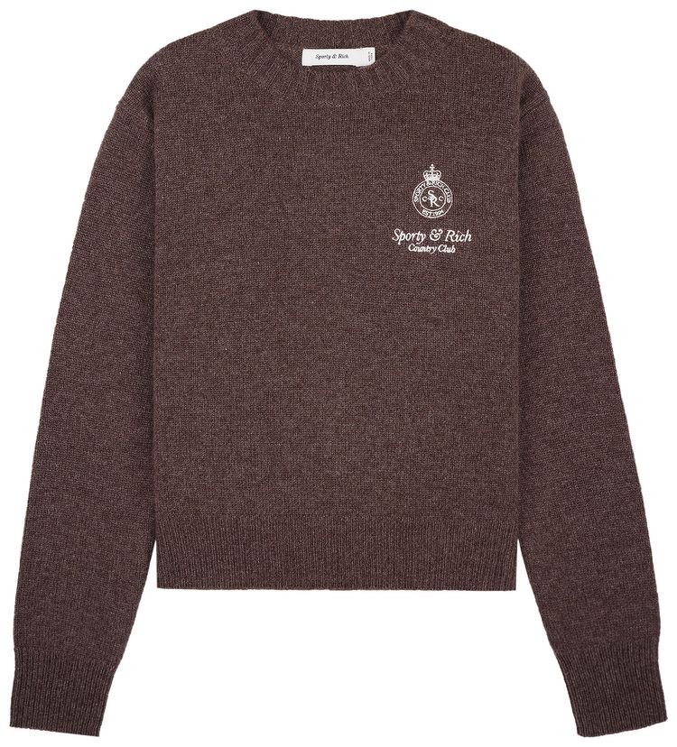 Sporty  Rich Crown Cashmere Crewneck Brown