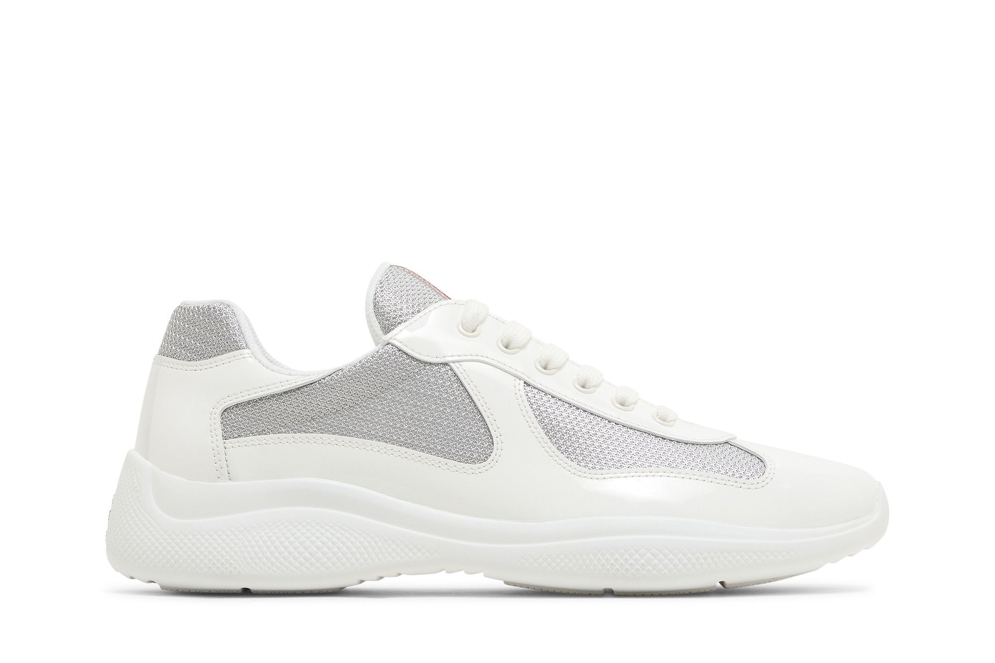 PRADA｜SNEAKERS (4E3400 ASZ F0FJT) Blue/Silver Patent leather and technical fabric Prada