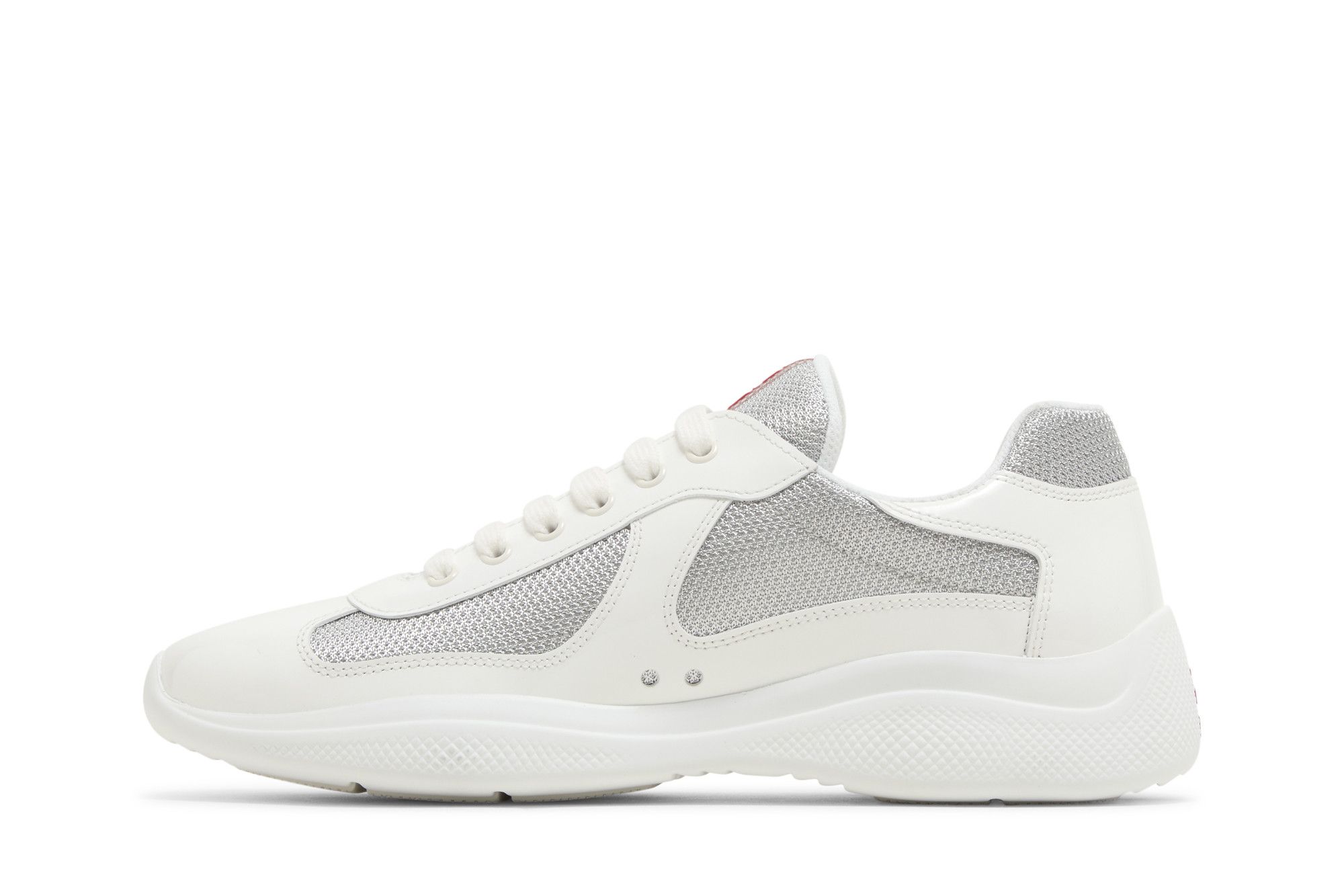 ◆PRADA 最新作◆America's Cup スニーカー/White&Silver◆ PRADA America's Cup $895 White/Silver Patent Leather And