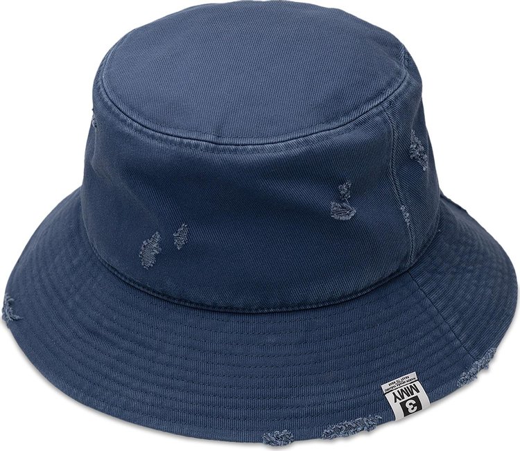 Maison Mihara Yasuhiro Damege Processing Textile Bucket Hat 'Blue'