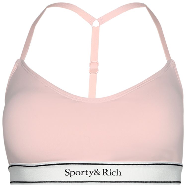 Sporty  Rich Serif Logo Sports Bralette Ballet PinkWhite