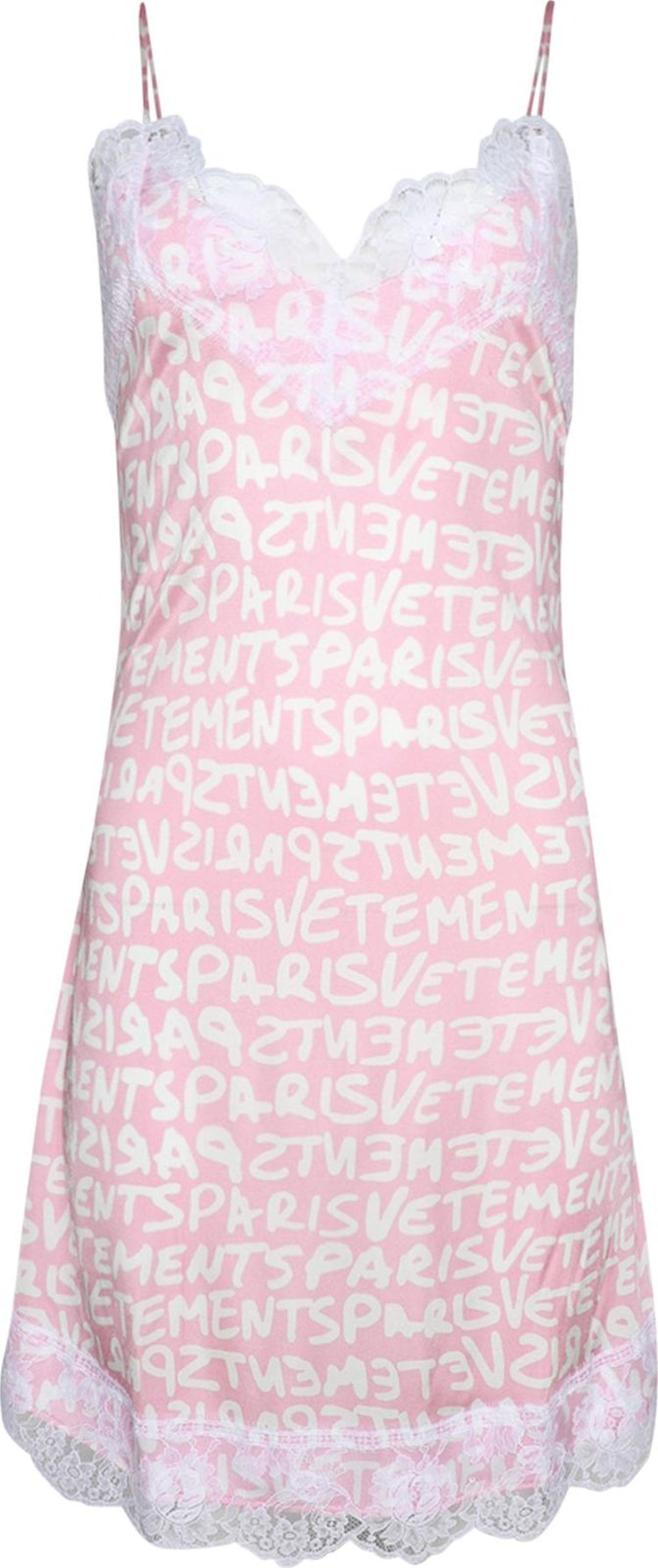 Vetements Night Gown Mini Dress 'Baby Pink/White Graffiti'