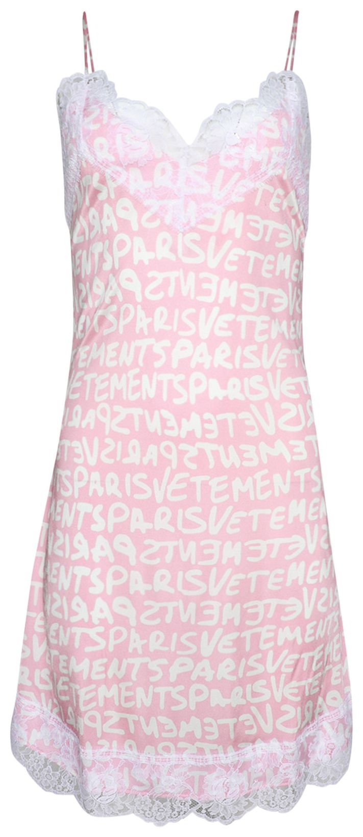 Vetements Night Gown Mini Dress Baby PinkWhite Graffiti